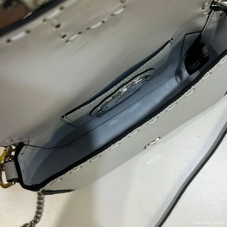 Affordable HOT Blue In Cuoio Bag Baguette Romano Leather Sky Selleria Fendi Mini 0820